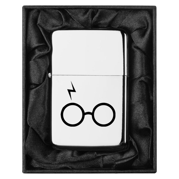 Lighter in Black Silk Lined Gift Glasses with Lightning Bolt (Chrome)