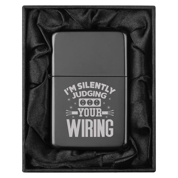Lighter in Black Silk Lined Gift Im Silently Judging Your Wiring Funny Electrician (Black)