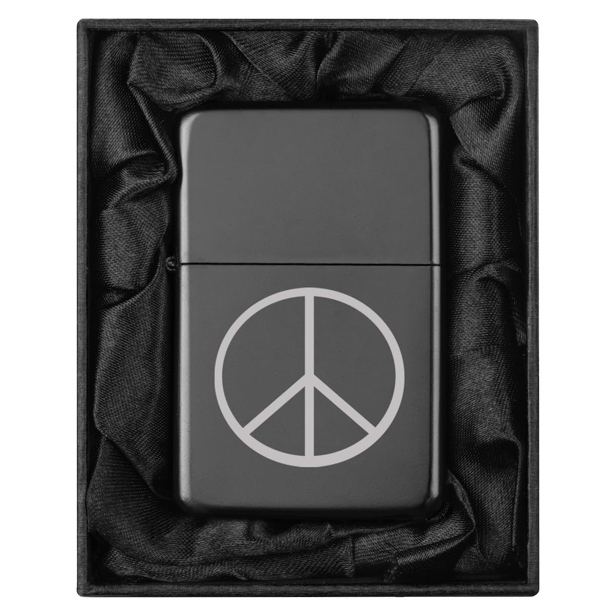 Lighter in Black Silk Lined Gift Peace Sign (Black)