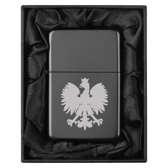 Lighter in Black Silk Lined Gift Poland Eagle (Black)