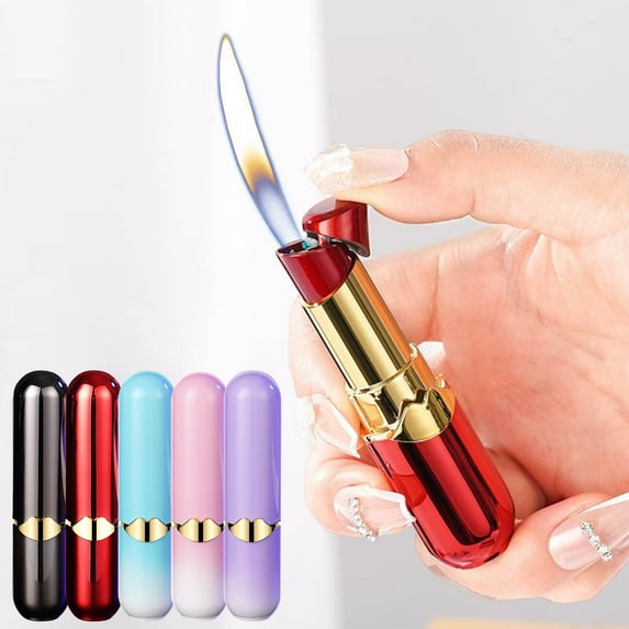 Lighter under $5! Xqxayjr Refillable Windproof Lighter, Lipstick Shape Butane Lighter for Outdoor, Gradient Color Birthday Gift for Men and Women
