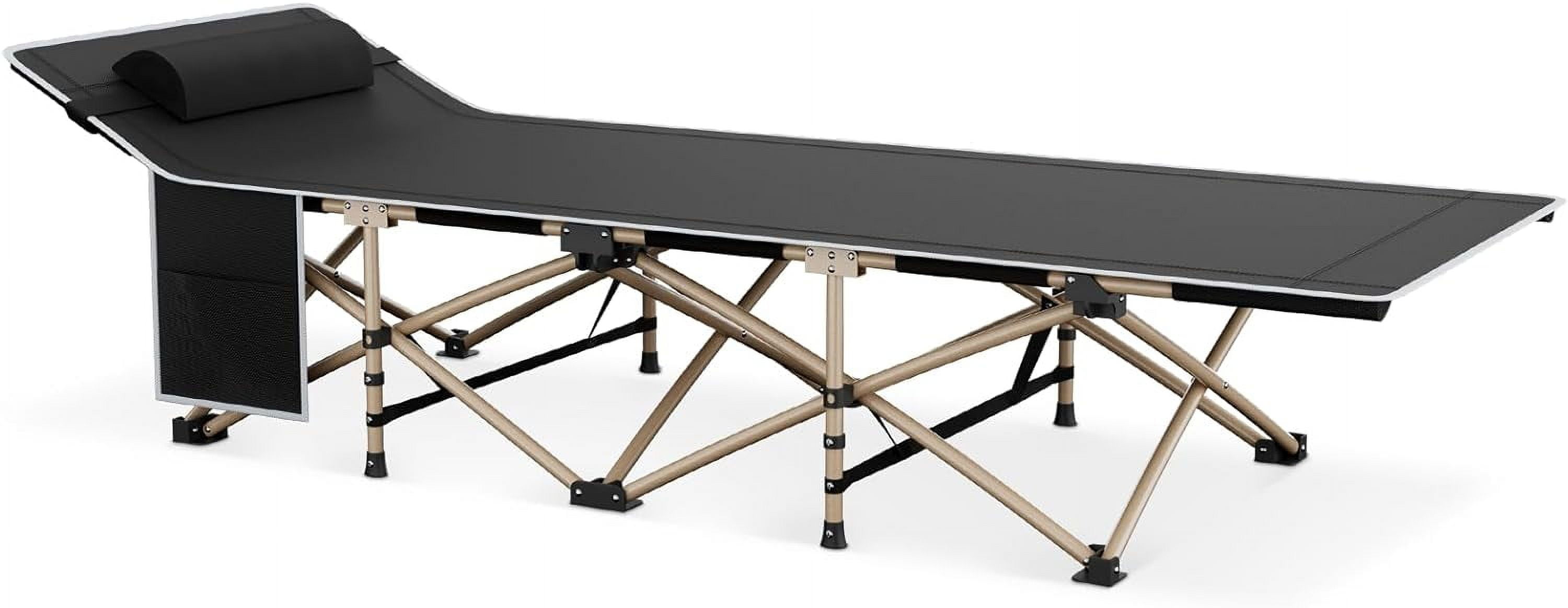 Lightest Cot, Folding Sleeping Camping Cot 450 Lbs Max, Bed W/Pillow