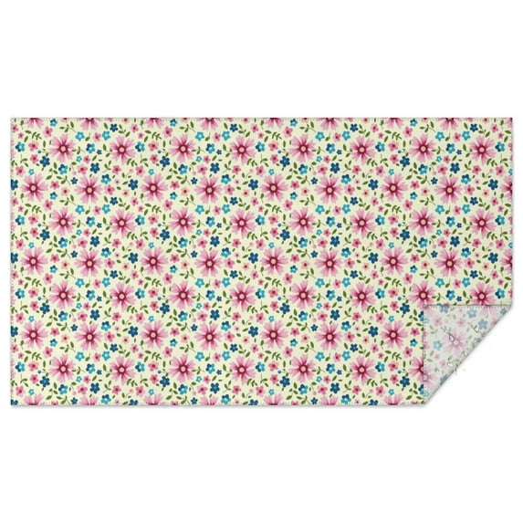 Lightgreen Daisy Flower Pink Blooms Pattern Rectangle Tablecloth 60"x102",Waterproof Polyester Rectangle Table Cloth, Wipeable Spillproof Polyester Tablecloth for Dining, Camping, Indoor and Outdoor