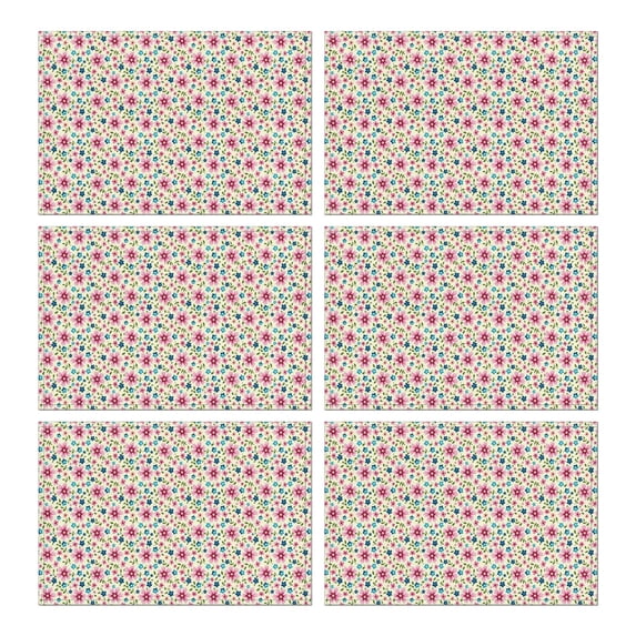 Lightgreen Daisy Flower Pink Blooms Pattern Summer Placemats Table Placemats Set Of 6-Linen Kitchen Washable Placemats Table Mats 11.8"x17.7" Non-Slip Heat Resistant