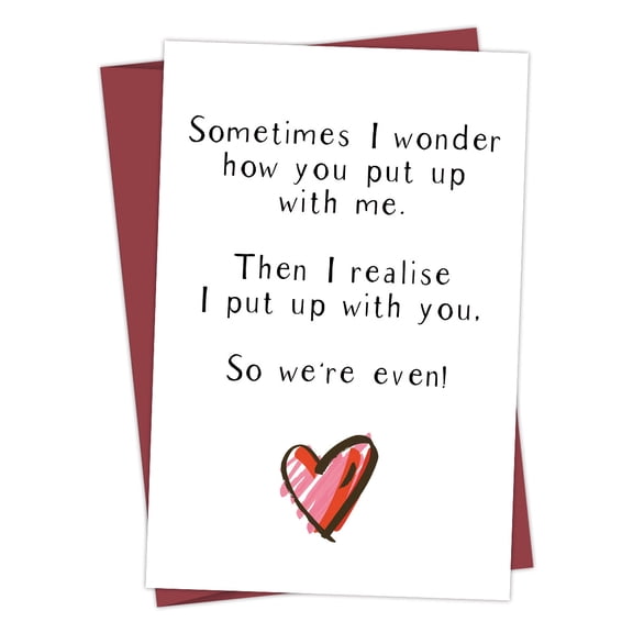 Lighthearted Relationship Card – "How You Put Up with Me" Humorous Design – Blank Inside, Envelope Included – Perfect for Partners, Friends, or Loved Ones