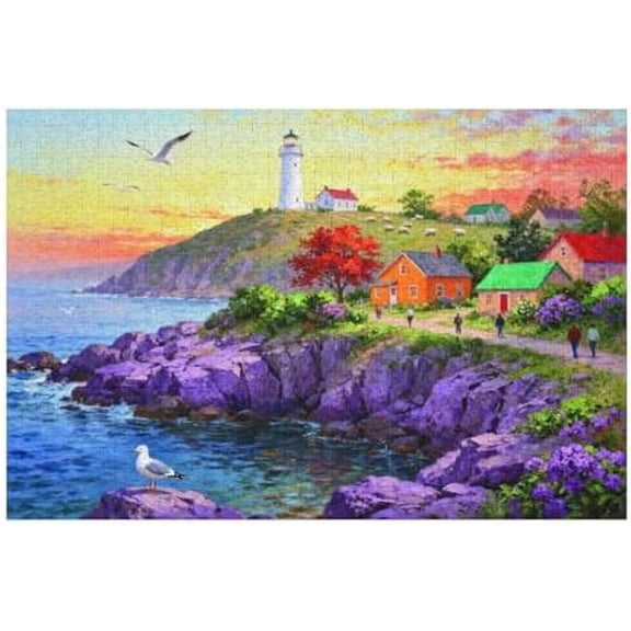 Lighthouse 500 Piece Jigsaw Puzzle for Adults, Scenic Coastal Beacon Wooden Puzzle, Perfectly Interlocking Pieces, Relaxing Nautical Puzzle for Home Wall Decor and Family Challenge 20.5x15 in