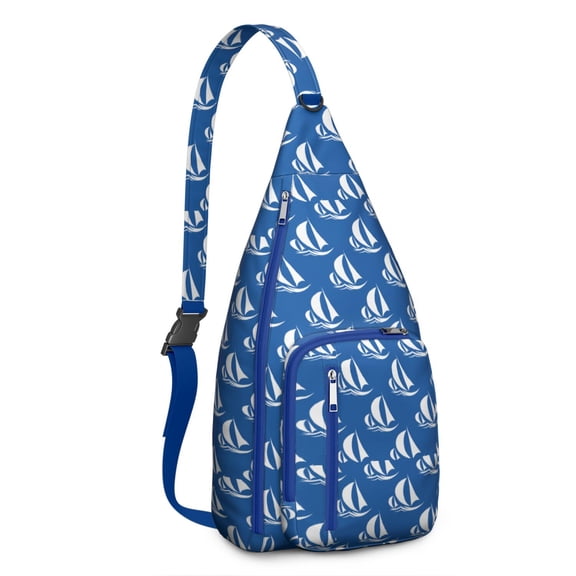 Lighthouse & Anchor Sling Backpack - Nautical Themed Crossbody Bag, Compact Travel Pack with Multiple Pockets for Essentials, Perfect for Summer Vacations