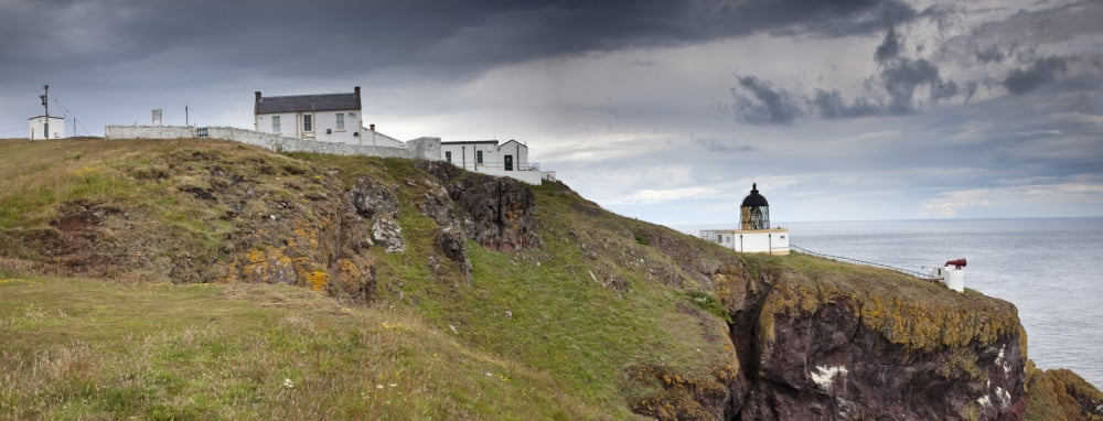 Lighthouse And Foghorn Along The Coast St Abbs Head Scottish Borders Scotland Canvas Art - John Short Design Pics (35 x 13)
