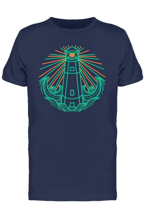 Lighthouse And Waves Neon T-Shirt Men -Image by Shutterstock, Male Medium