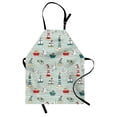 thumbnail image 1 of Lighthouse Apron Seagulls Lighthouses Message Bottles Steamboats Sailboats Wavy Pattern Nautical, Unisex Kitchen Bib Apron with Adjustable Neck for Cooking Baking Gardening, Multicolor, by Ambesonne, 1 of 3