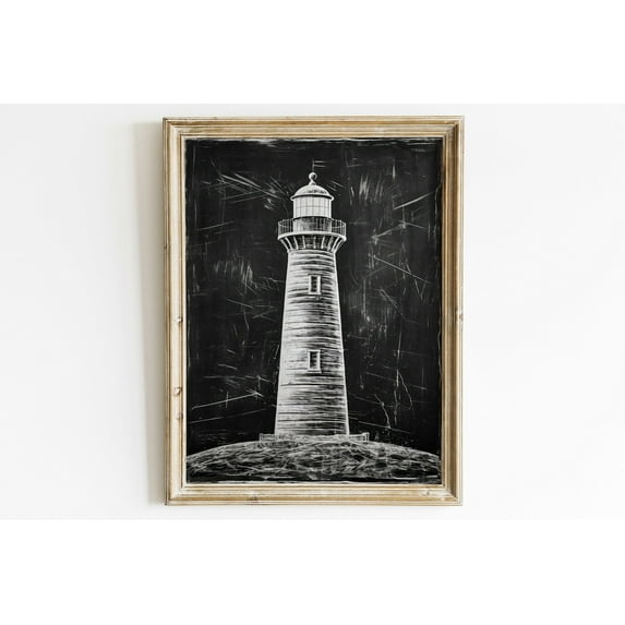 Lighthouse Art Print, Nautical Wall Art, Sea Wall Decor, Vintage Art Print, Chalkboard Wall Art, Light House Art, Coastal Art Wall Art, Modern Wall Decor, 24x36 UNFRAMED