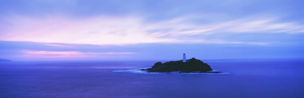 Lighthouse At Dusk Near St Ives Canvas Art - Ian Cumming Design Pics (36 x 12)