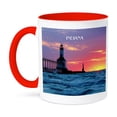 thumbnail image 1 of 3dRose, Lighthouse At Michigan City Indiana, 11oz Two-Tone Red Mug, 1 of 7