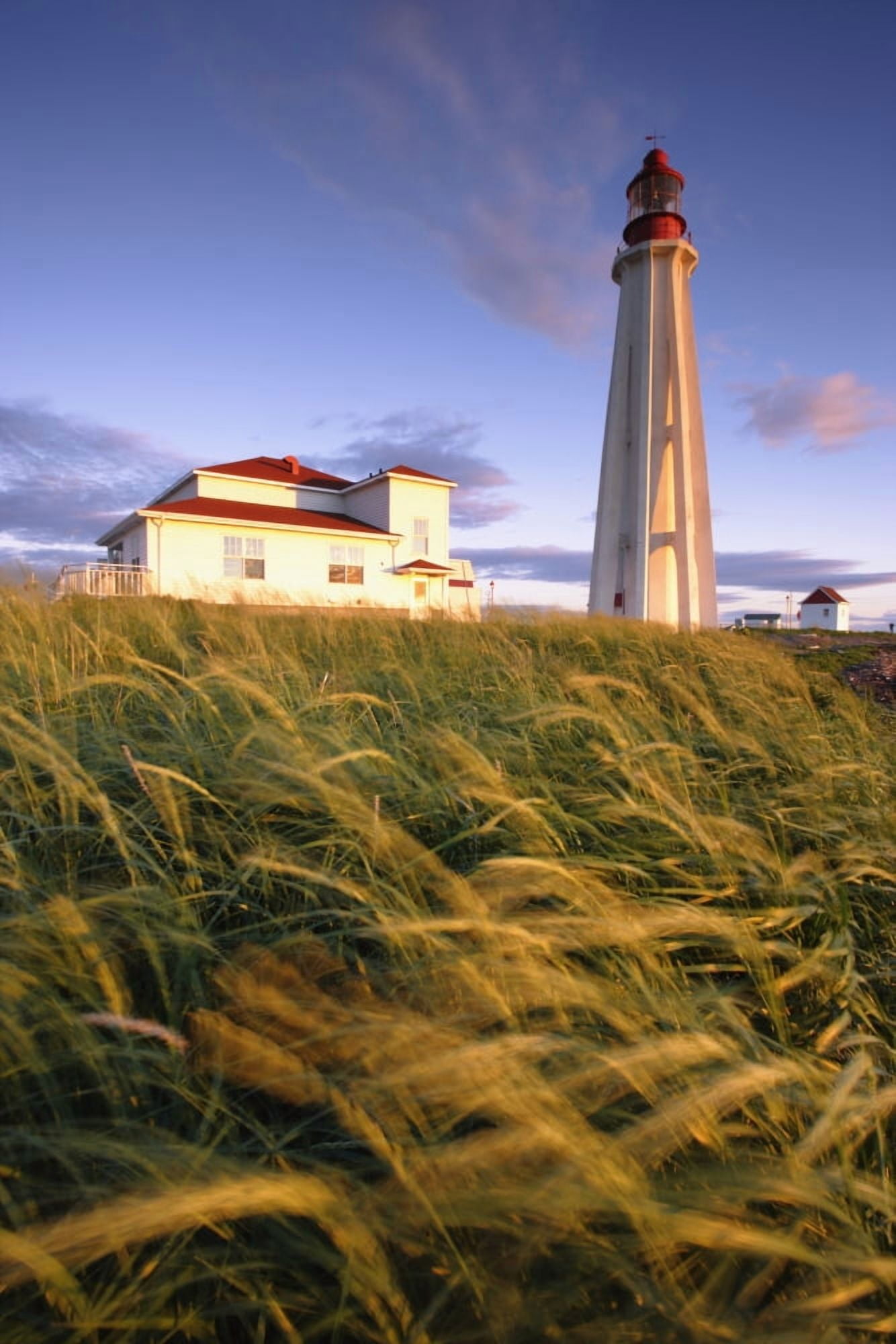 Lighthouse At Sunset Bas-Saint-Laurent Region Pointe-Au-Pere Quebec Canvas Art - Yves Marcoux Design Pics (22 x 34)