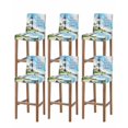 thumbnail image 1 of Lighthouse Bar Stool Covers Set of 6, Blue Coastal Nautical Ocean Beach Palm Tree Stretch Washable Bar Chair Covers with Backs, Removable Pub Counter Height Chair Cover for Kitchen Dining Room Cafe, 1 of 7
