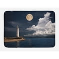 thumbnail image 1 of Lighthouse Bath Mat, Lighthouse Moonlight Island Large Clouds Sea Seaside Waterfront Night Time Bay, Non-Slip Plush Mat Bathroom Kitchen Laundry Room Decor, 29.5 X 17.5 Inches, Multicolor, Ambesonne, 1 of 2