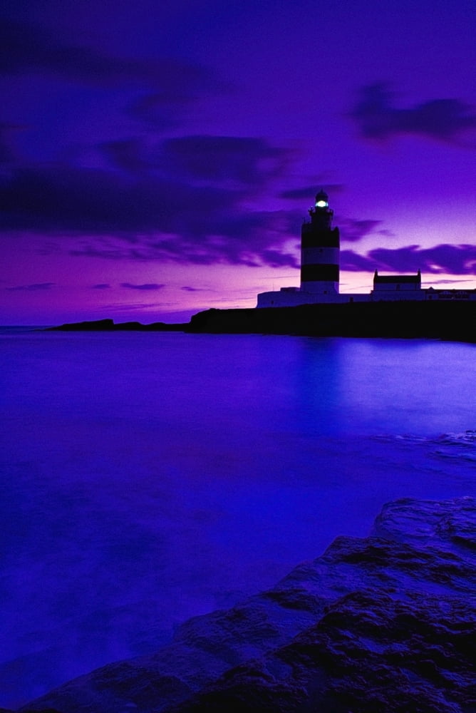 Lighthouse Beacon At Night Canvas Art - Gareth McCormack Design Pics (12 x 18)