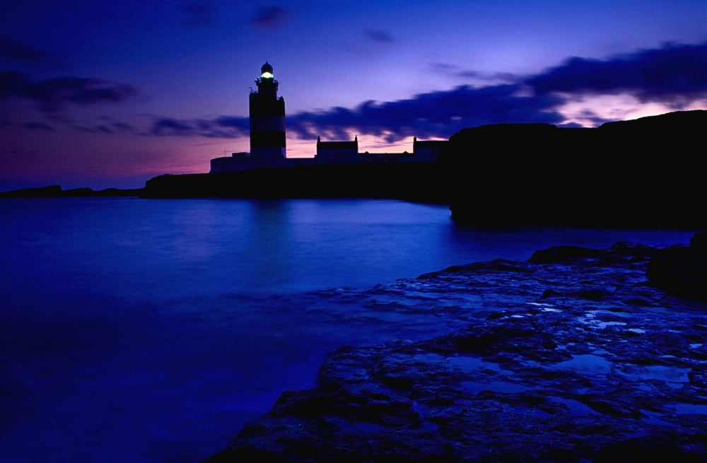 Lighthouse Beacon At Night Canvas Art - Gareth McCormack Design Pics (18 x 12)