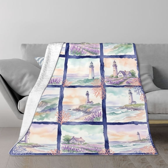 Lighthouse Blanket Cozy Warm All Season Air Conditioning Blanket for Living Room Couch Sofa, Gifts for Women 50x40