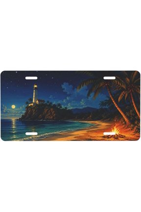 Lighthouse Bonfire 6x12 Front License Plate Cover Aluminum