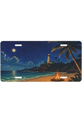 Lighthouse Bonfire 6x12 Front License Plate Cover Aluminum