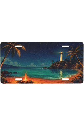 Lighthouse Bonfire 6x12 Front License Plate Cover Aluminum