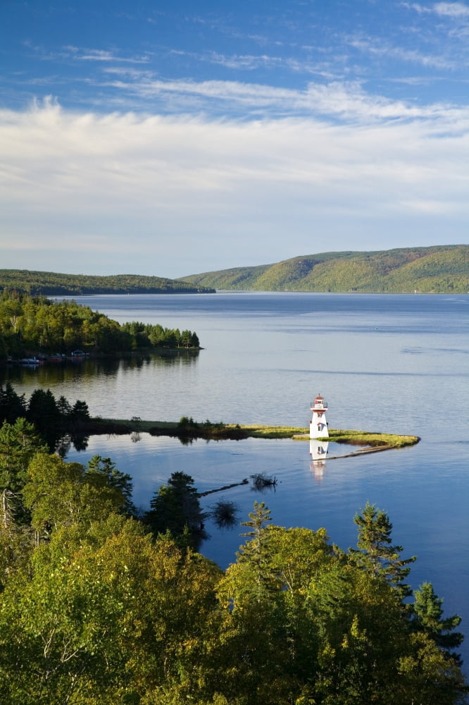Lighthouse On Boulardarie Island At The Northern Entrance To Bras Dor Lakes Cape Breton Nova Scotia Canvas Art - John Sylvester Design Pics (22 x 34)