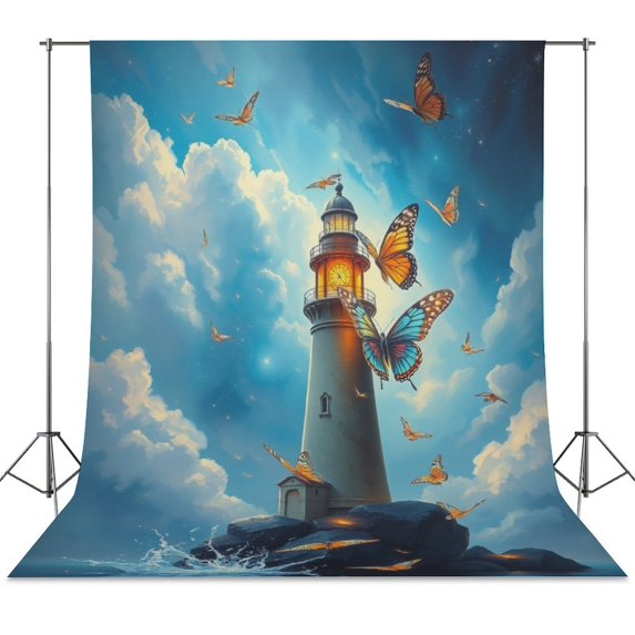 Lighthouse Butterflies Ocean Photography Backdrops Adult Photostudio ...