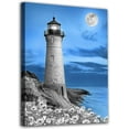 thumbnail image 1 of Lighthouse Canvas Wall Art Beach Rock Canvas Pictures Flowers Ocean Painting Bathroom Decor Modern Daisy Seascape Artwork framesor Home Bedroom Living Room Decoration Framed Ready To Hang 12"x16", 1 of 6