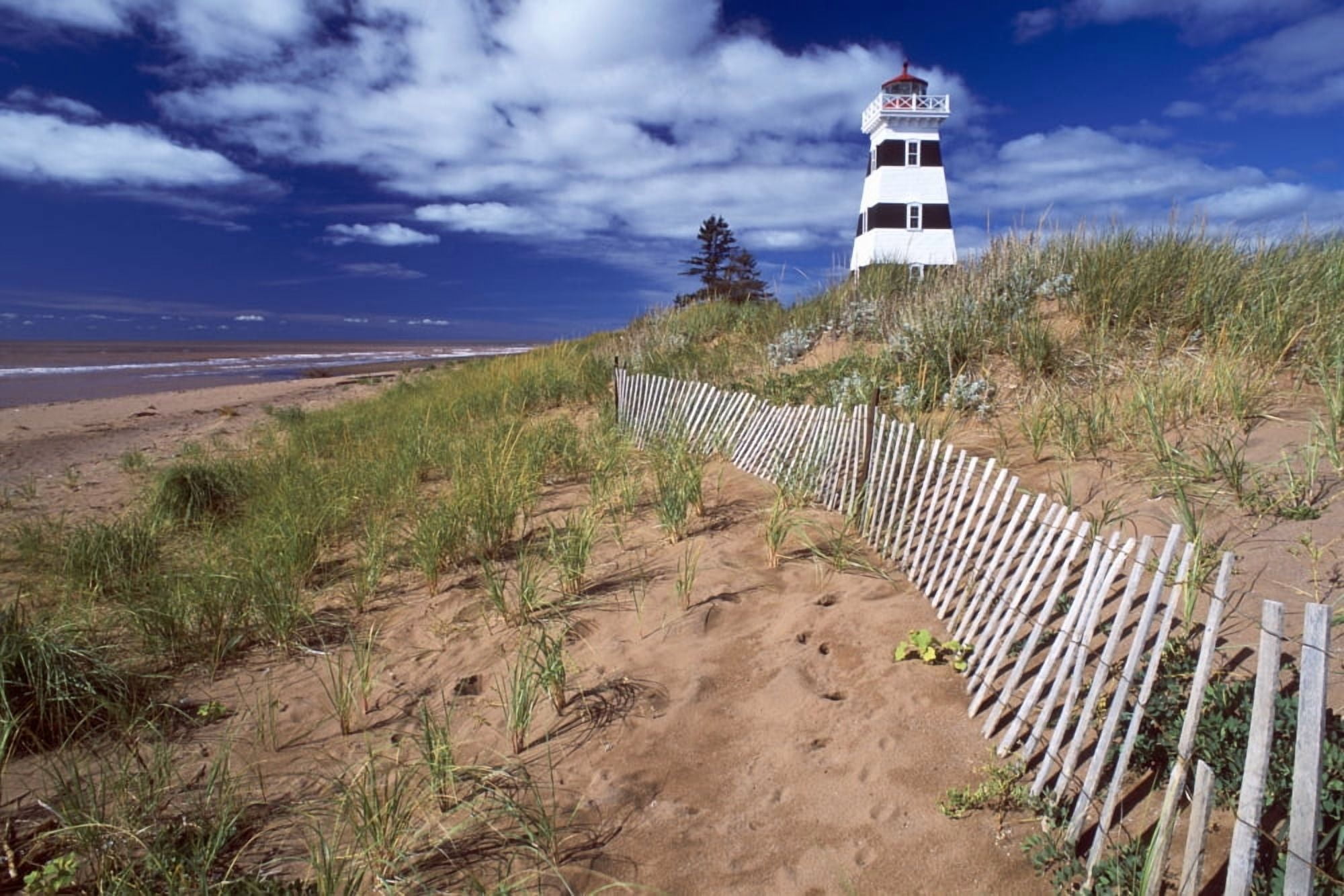 Lighthouse Cedar Dunes Provincial Park Prince Edward Island Canvas Art - David Nunuk Design Pics (17 x 11)