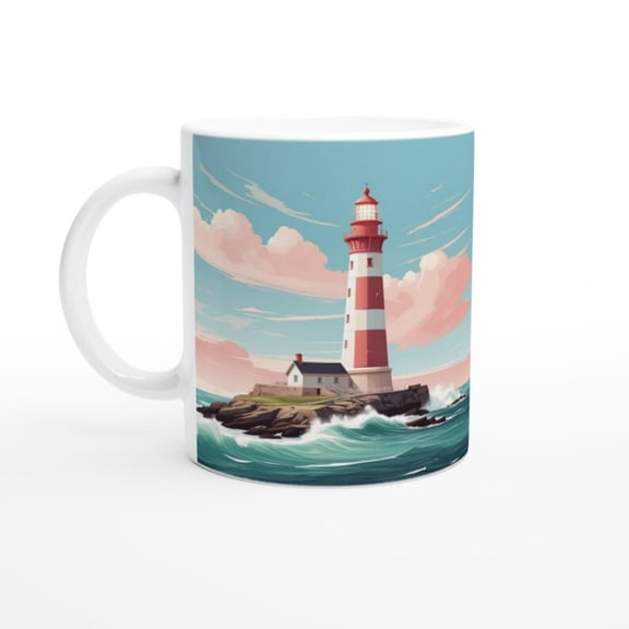 Lighthouse Ceramic Mug - Gsy White - Perfect Coffee Lovers.