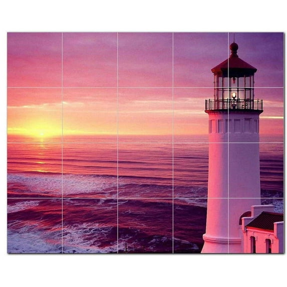Lighthouse Ceramic Tile Mural Kitchen Backsplash Bathroom Shower, 400778-M54