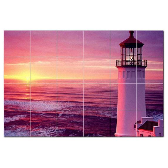 Lighthouse Ceramic Tile Mural Kitchen Backsplash Bathroom Shower, 400778-XL64