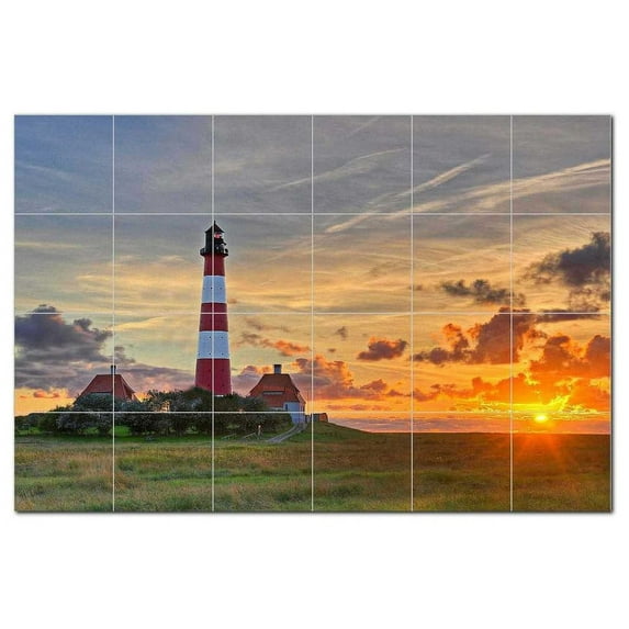 Lighthouse Ceramic Tile Mural Kitchen Backsplash Bathroom Shower, 400788-XL64
