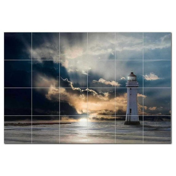Lighthouse Ceramic Tile Mural Kitchen Backsplash Bathroom Shower, 400822-XL64