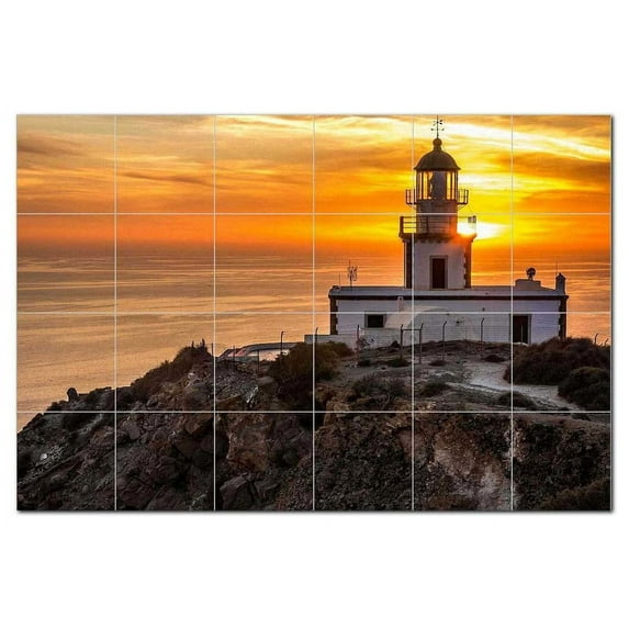 Lighthouse Ceramic Tile Mural Kitchen Backsplash Bathroom Shower, 400860-XL64