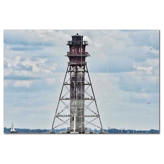 Lighthouse Ceramic Tile Mural Kitchen Backsplash Bathroom Shower, 400863-S64