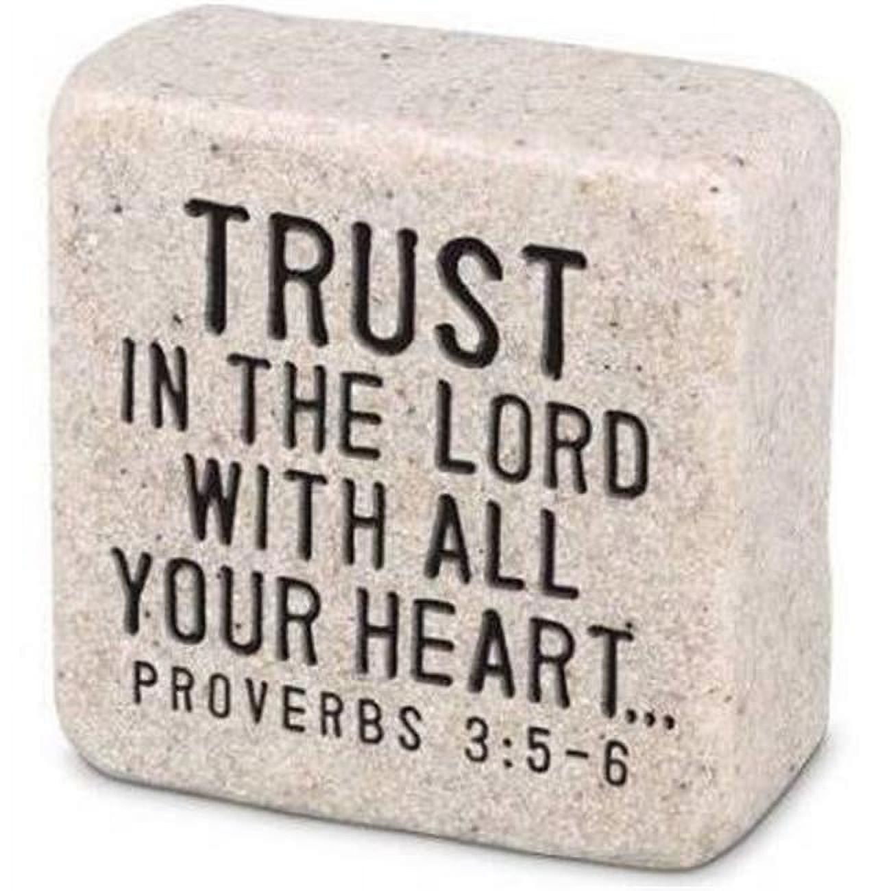 Small Beige Cast Stone Trust Scripture Plaque