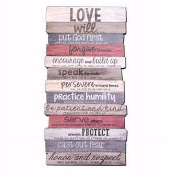 Lighthouse Christian Products 184298 Wall Plaque-Love - 16.5 x 8.5-MDF Wood - No. 45029 - Jan