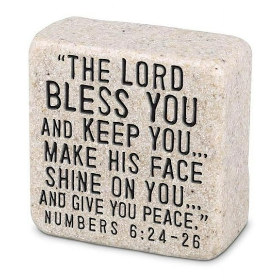 Lighthouse Christian Products 245133 2.25 x 2.25 x 1 in. Cast Stone Blessings Scripture Stone Plaque