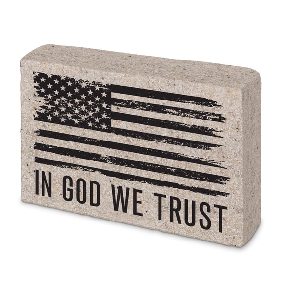 Lighthouse Christian Products Cast Stone in God We Trust - 3.5 x 2.5 Tabletop Plaque - Inspirational Sign - Christian Decor Gift