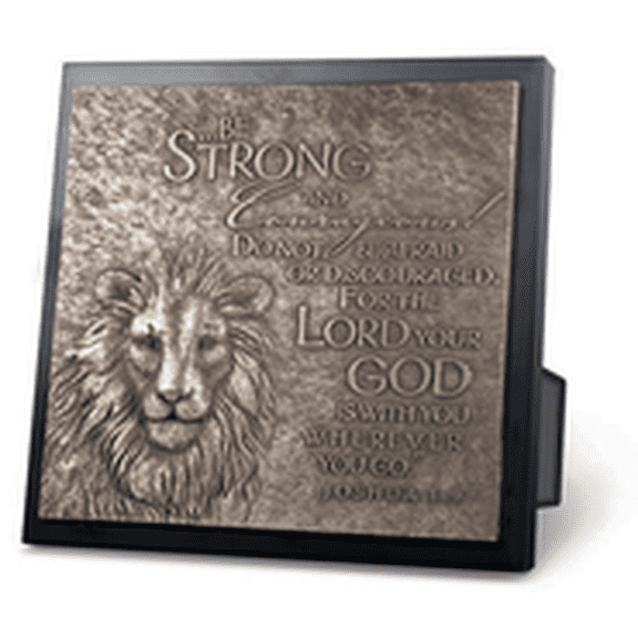 Be Strong And Courageous Lion Sculpture Plaque