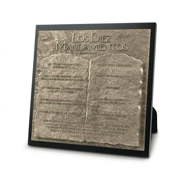 Lighthouse Christian Products Moments of Faith Ten Commandments Plaque Span - No.17915
