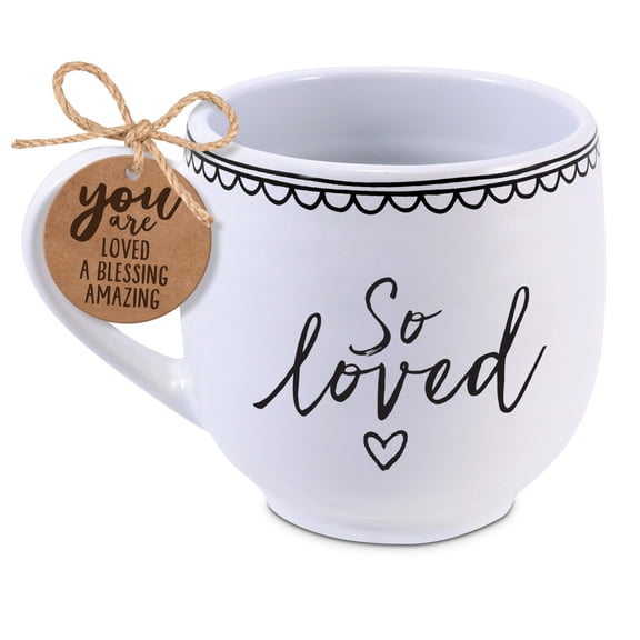 Lighthouse Christian Products So Loved Artisan Doodles White 18 Ounce Ceramic Mug