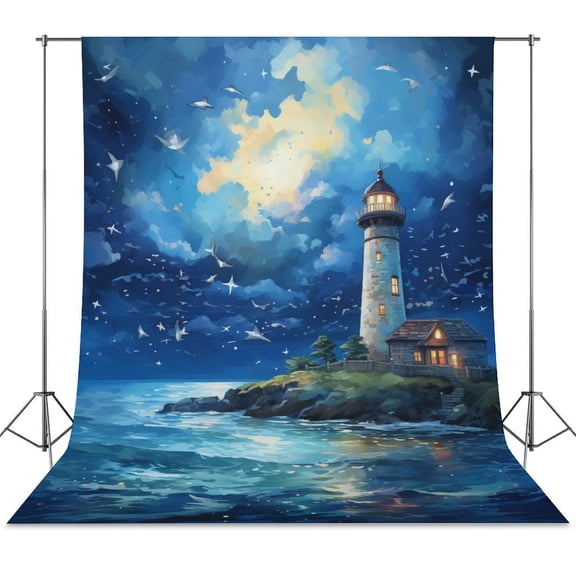 Lighthouse Coast Scenery Backdrops for Photography for Party Backdrop Wedding Backdrop Background Picture