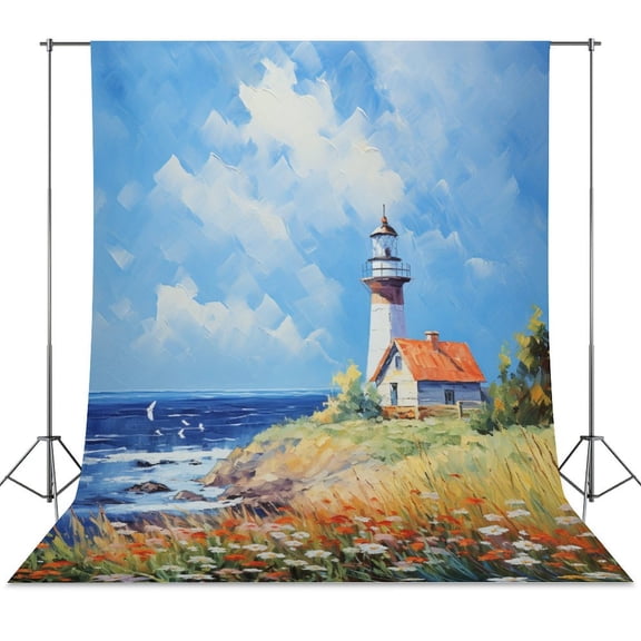 Lighthouse Coast Scenery Backdrops for Photography for Party Backdrop Wedding Backdrop Background Picture