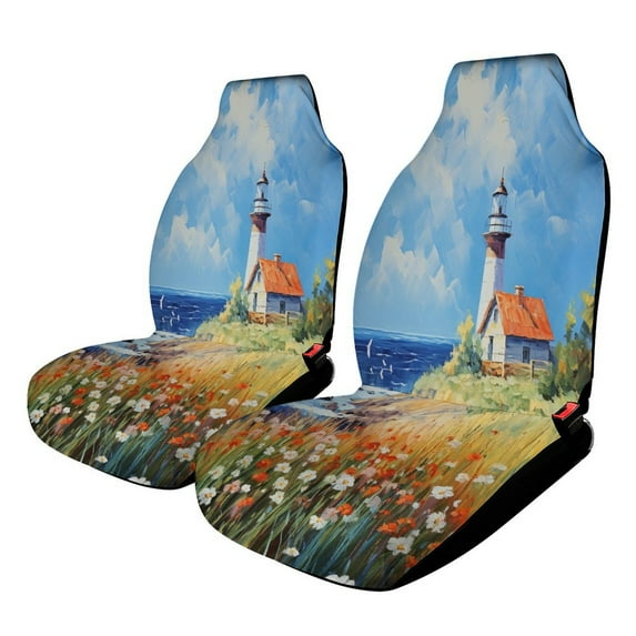 Lighthouse Coast Scenery Car Seat Covers Set of for 2 Front Seats,Auto Accessories Protectors Decor Universal Vehicle Seat Covers