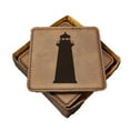 thumbnail image 1 of Lighthouse Coasters - Handmade Coasters Set of 6 - Engraved Barware Decorations - Leather Bar Decor - Man Cave Father's Day Present, 1 of 4