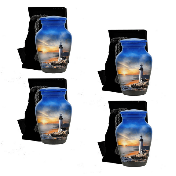 Lighthouse Cremation Urn - Sunset Funeral Urn for Human Ashes Lighthouse Keepsake - Hand Made in Aluminum Decorative Urns, Funeral Urns