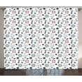 thumbnail image 1 of Ambesonne Lighthouse Curtains 2 Panel Set, Nautical Wave Helms, 108" x 63", Indigo Red White, 1 of 3